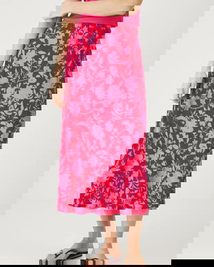 Medicine fusta culoarea rosu, maxi, evazati