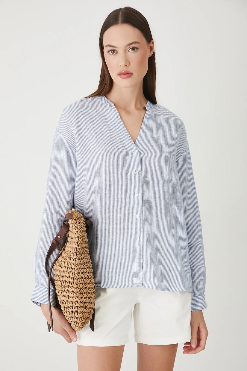 Medicine bluza din in in dungi