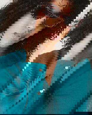 Medicine bluza din in culoarea verde, neted