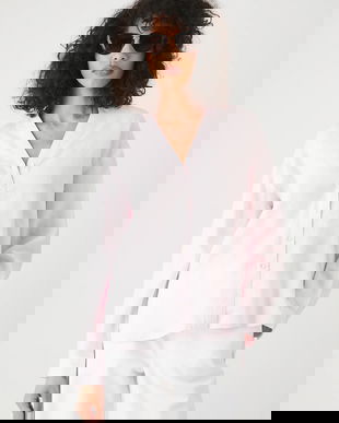 Medicine bluza din in culoarea roz, neted