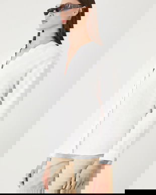 Medicine bluza din in culoarea alb, neted