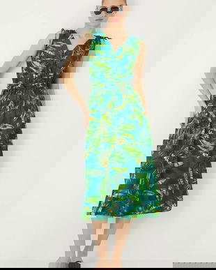 Medicine rochie culoarea verde, midi, evazati