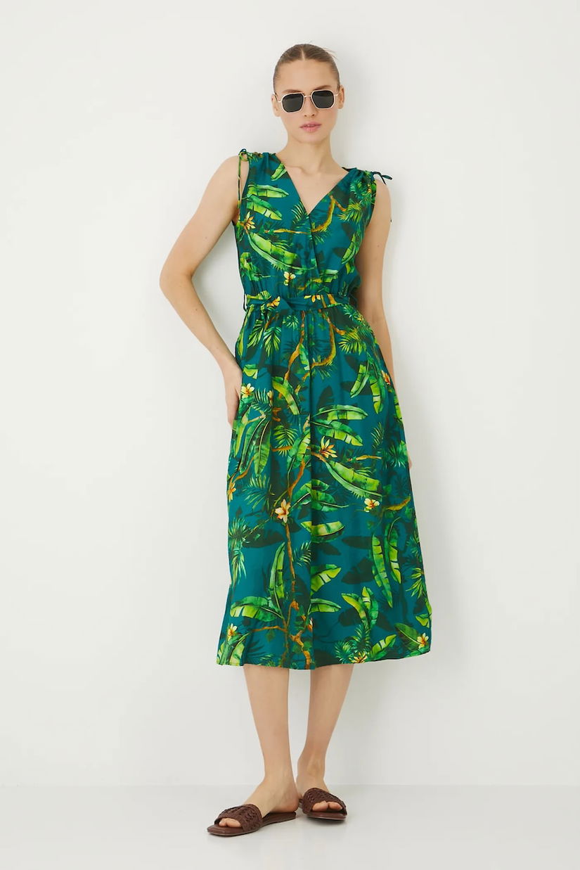 Medicine rochie culoarea verde, midi, evazati