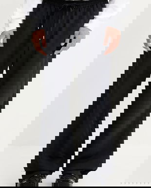 AMBUSH pantaloni din lână Suit Pants culoarea bleumarin, drept, 12115314