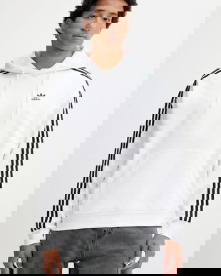 adidas Originals bluză Baggy Hoodie culoarea alb, cu glugă, cu imprimeu, JY1414