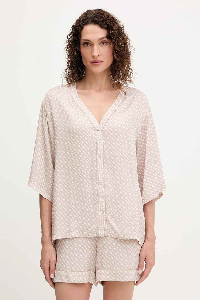 BOSS cămașă de pijama culoarea bej, 50545615
