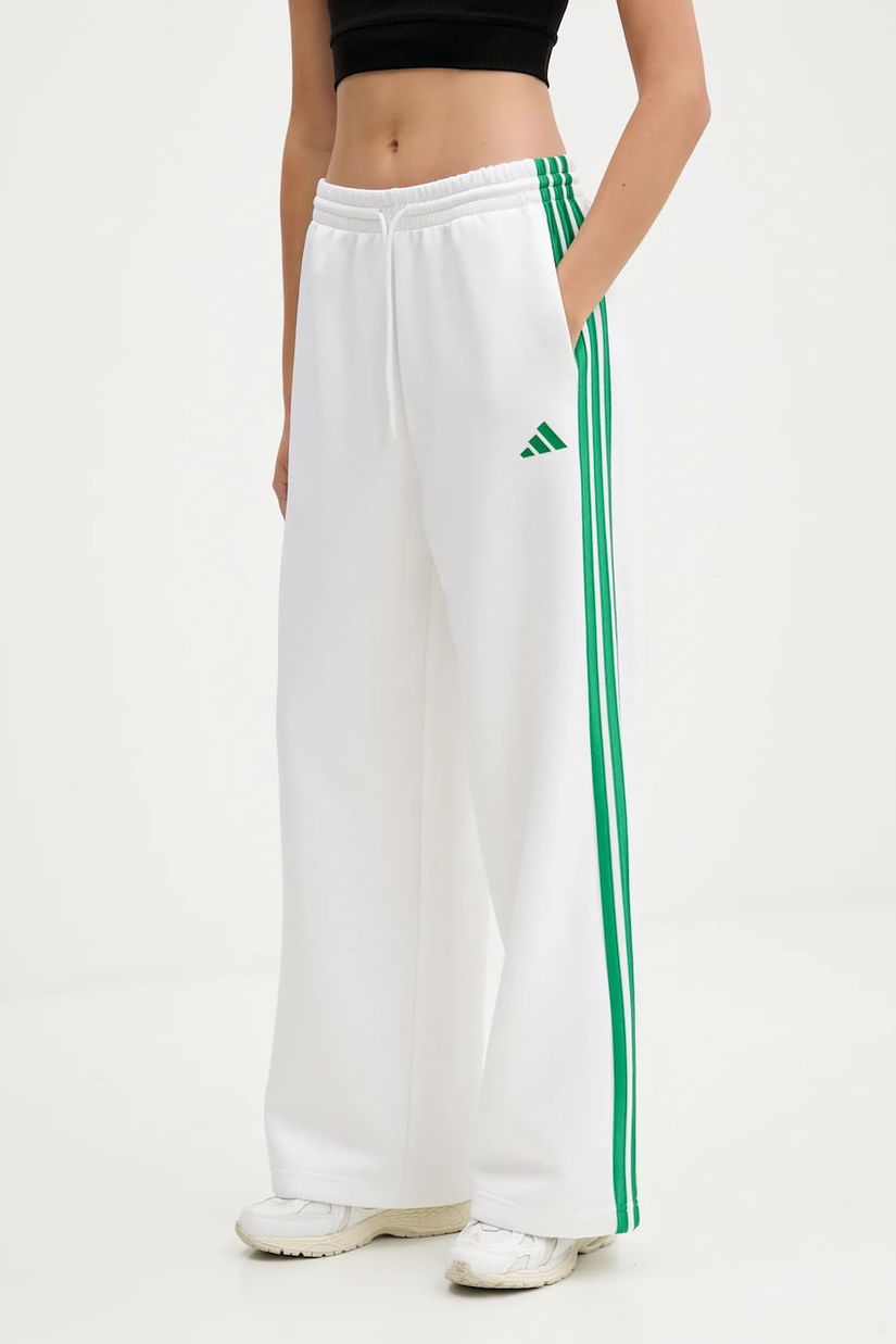 adidas pantaloni de trening Stadium culoarea alb, cu imprimeu, JW0533