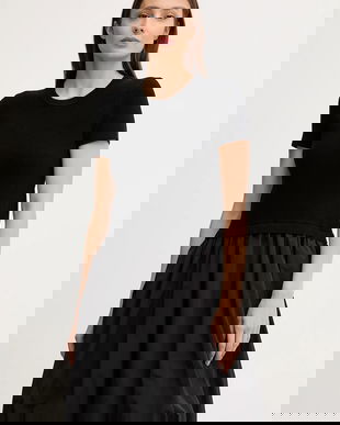 Dkny rochie culoarea negru, mini, evazați, P5EUAX21