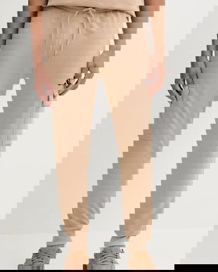 adidas pantaloni de trening Feelcozy culoarea bej, uni, JX3332