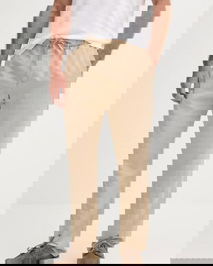 Frescobol Carioca pantaloni din amestec de in culoarea bej, drept, 2602.839