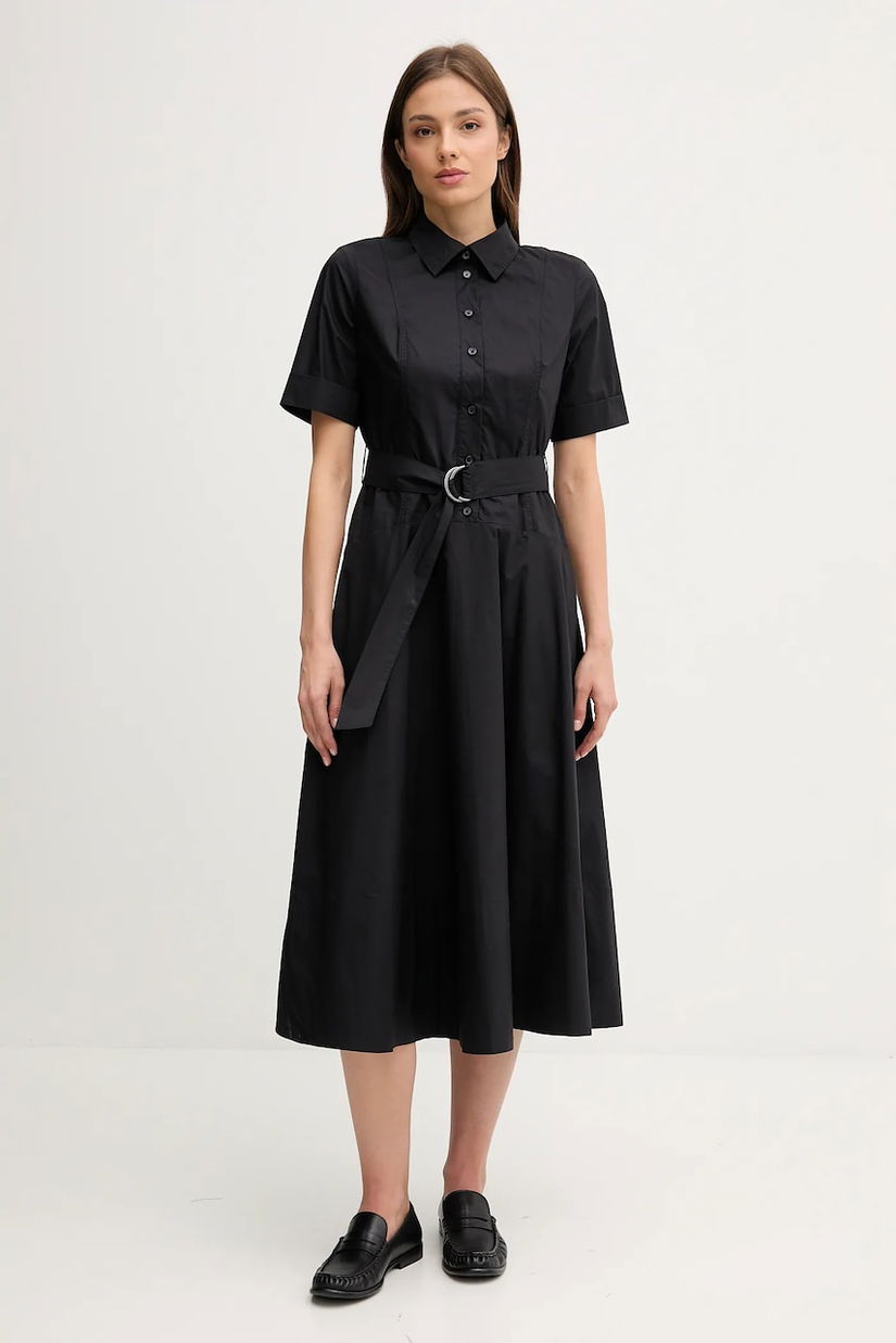 Dkny rochie din bumbac culoarea negru, midi, evazați, DJ5D9065