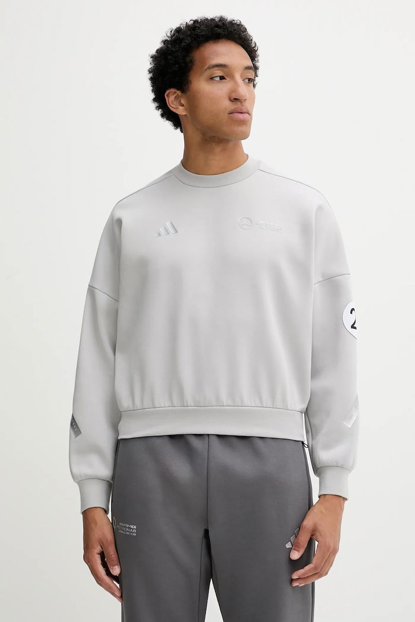 adidas bluză x Mercedes culoarea gri, cu imprimeu, JW3480