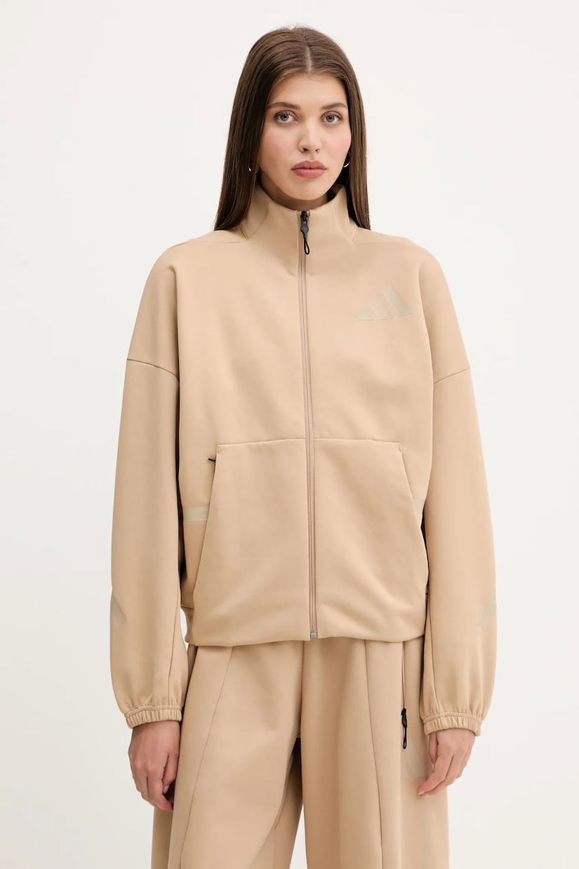 adidas bluză x Z.N.E culoarea maro, uni, JW7776