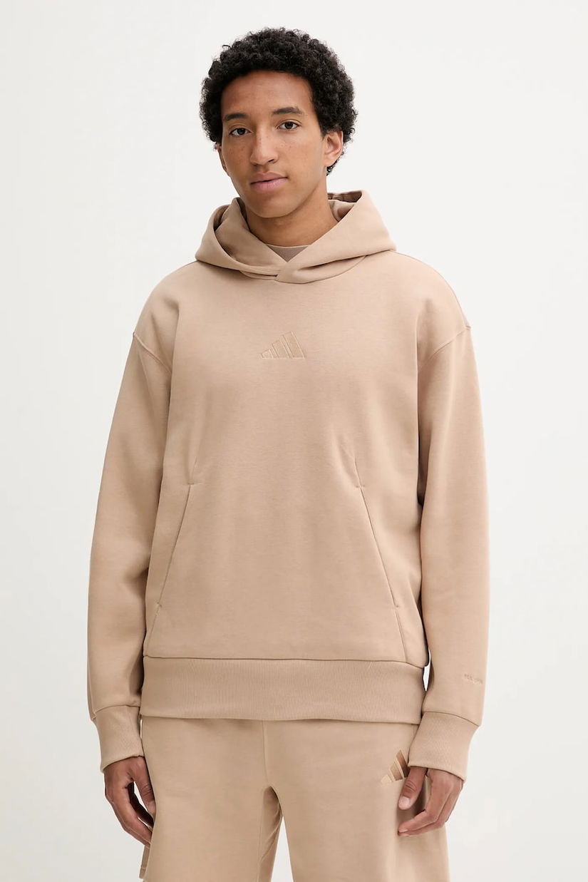 adidas bluză ALL SZN culoarea bej, cu glugă, uni, JX5091