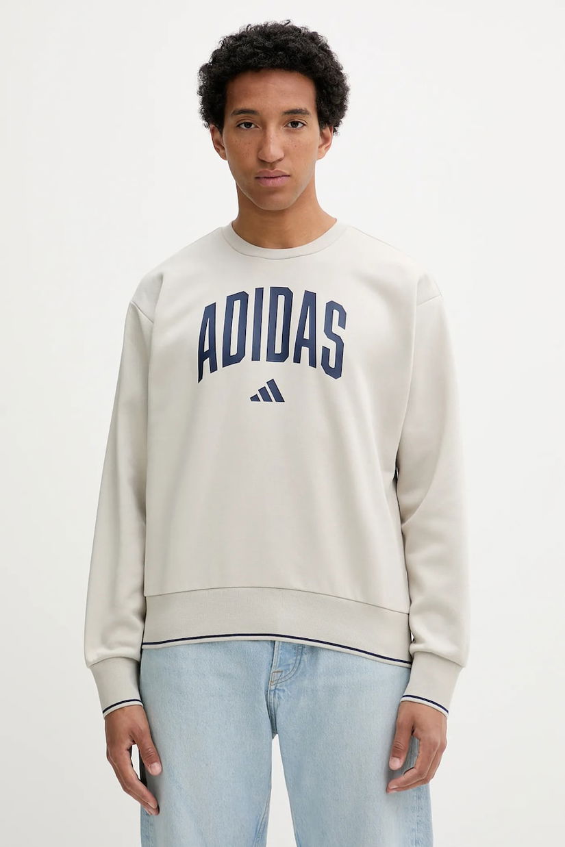 adidas bluză Collegiate culoarea bej, cu imprimeu, JM1732
