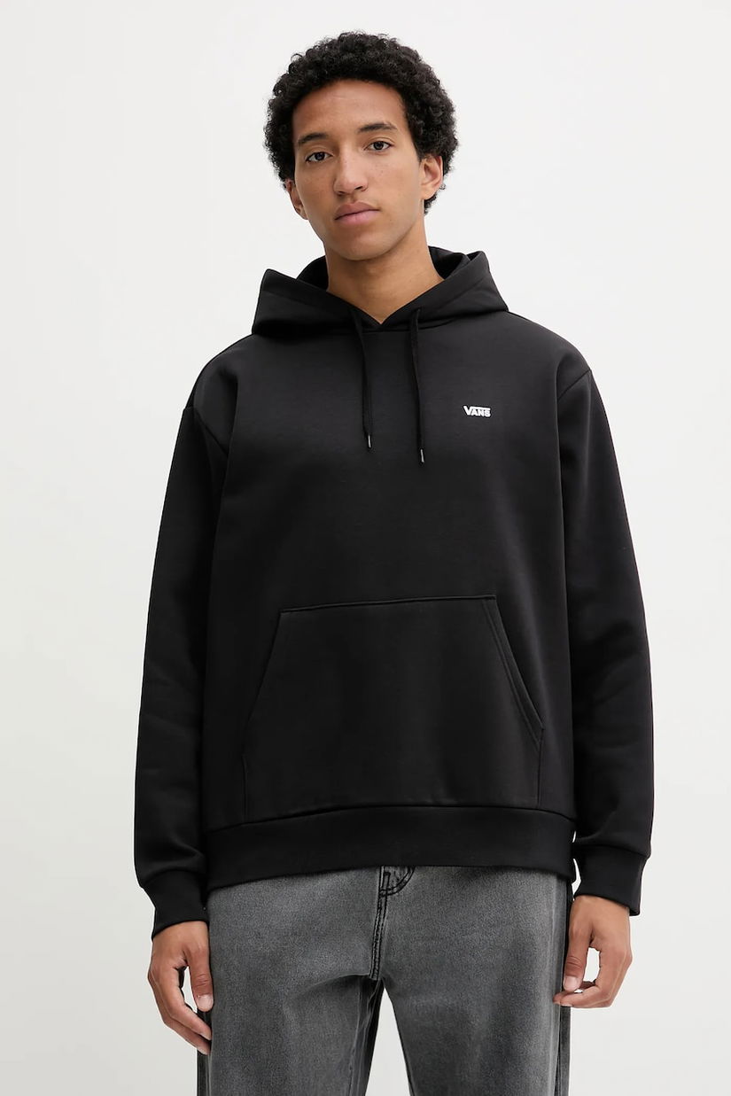 Vans bluză culoarea negru, cu glugă, uni, VN000R9YBLK1