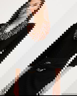 Joseph Ribkoff bluză culoarea negru, cu imprimeu, 253222