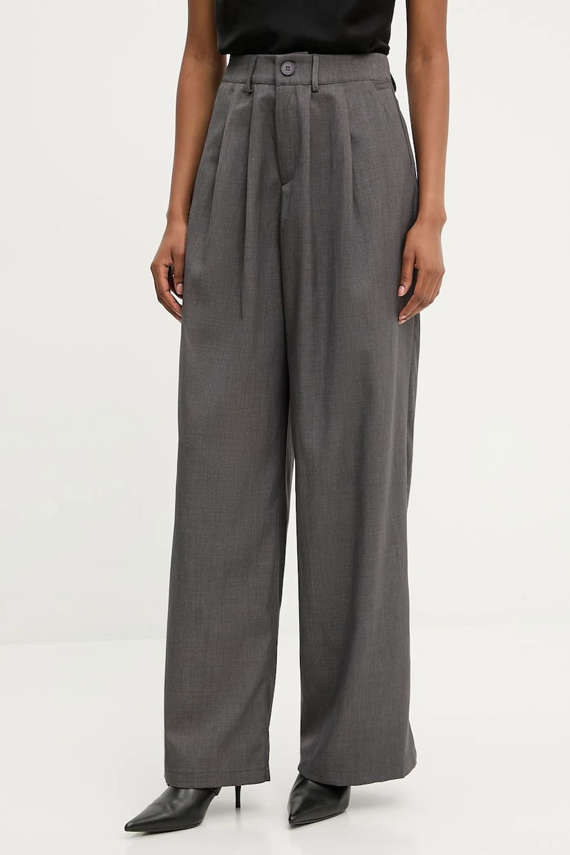 Answear.LAB pantaloni culoarea gri, lat, high waist