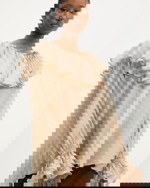 Answear.LAB bluza culoarea bej, neted