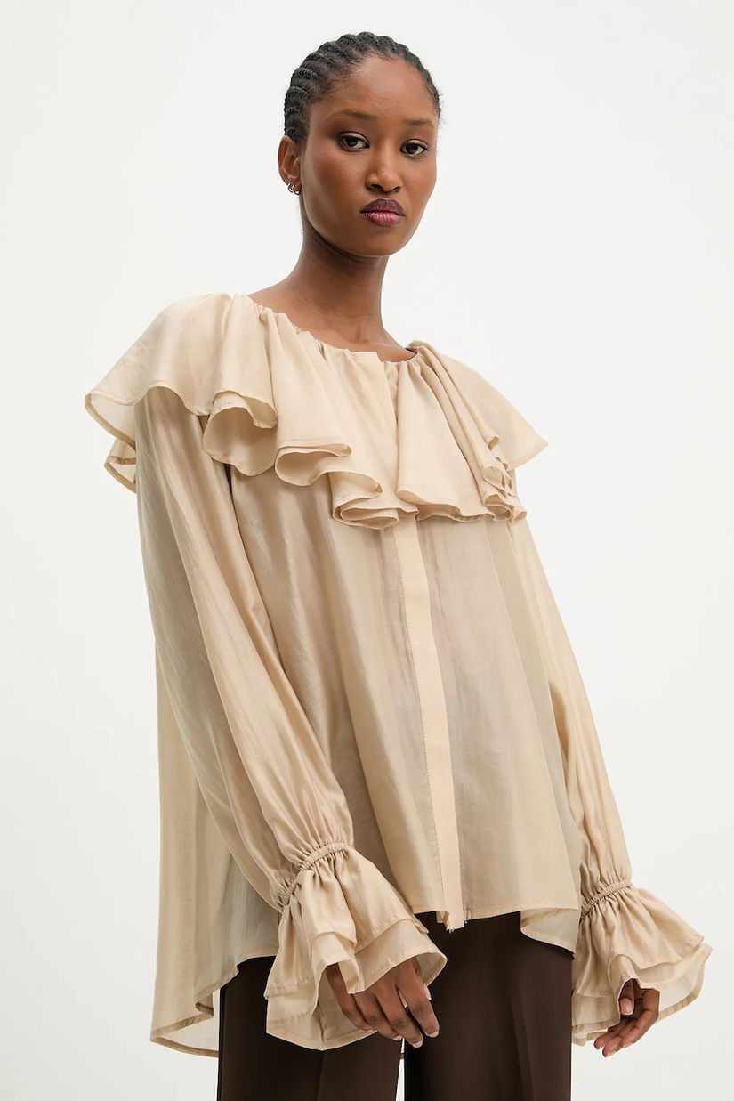 Answear.LAB bluza culoarea bej, neted