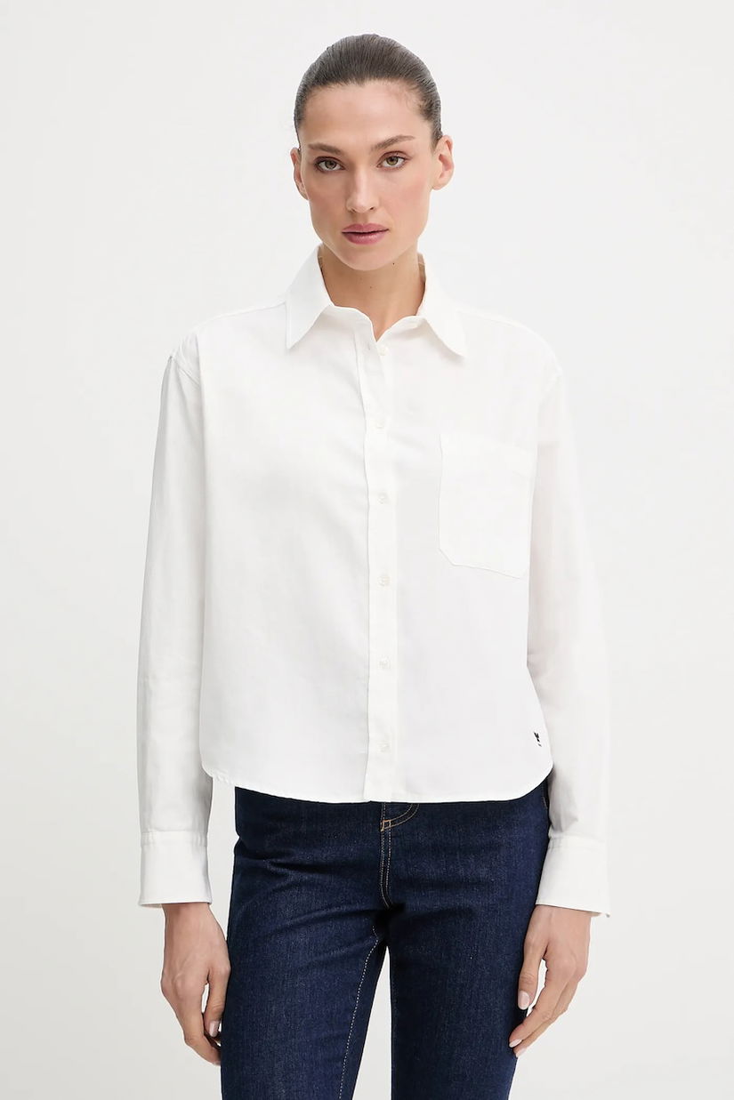 Weekend Max Mara cămașă din bumbac NUORO culoarea alb, cu guler clasic, relaxed, 2525116111600