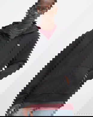 Vans bluză culoarea negru, cu glugă, cu imprimeu, VN000R9ZBLK1