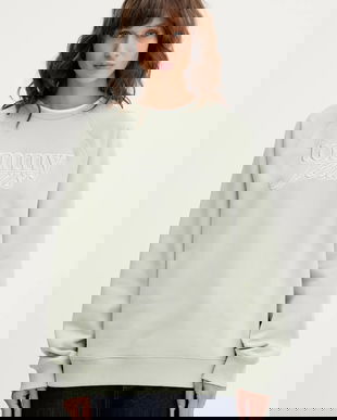 Tommy Jeans bluză culoarea verde, cu imprimeu, DW0DW21196