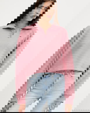 Tommy Jeans bluză culoarea roz, uni, DW0DW20946