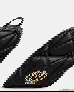 Love Moschino rucsac culoarea negru, mic, cu imprimeu, JC4037PP1NLC0000