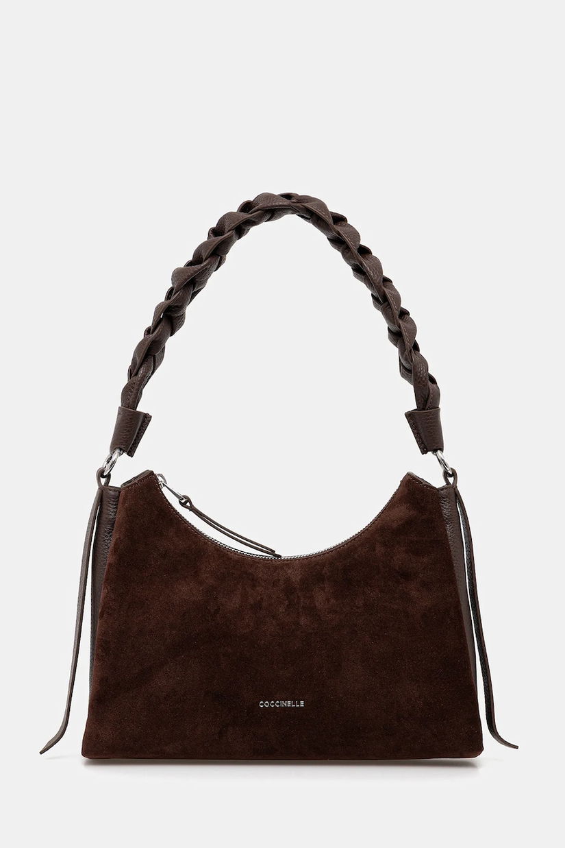 Coccinelle geantă de mână din piele întoarsă BOHEME SUEDE BIMATERIAL culoarea maro, E1.P6P.13.03.01