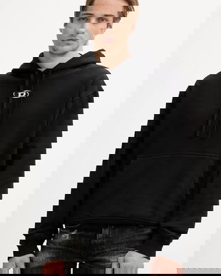 Diesel hanorac de bumbac S-MACS-HOOD-OD culoarea negru, cu glugă, cu imprimeu, A09856.0BMBJ