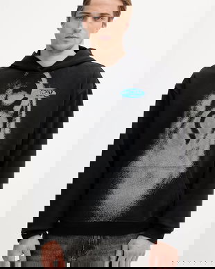 Diesel bluză S-BOXT-HOOD-T3 culoarea negru, cu glugă, cu imprimeu, A19430.0HYAT