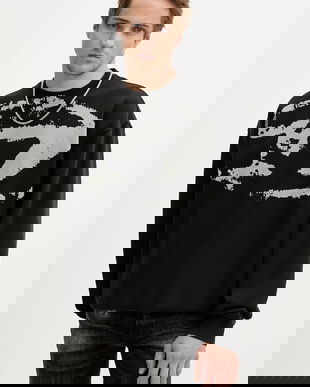 Diesel hanorac de bumbac S-BOXT-N5 culoarea negru, cu imprimeu, A13051.0DQAK