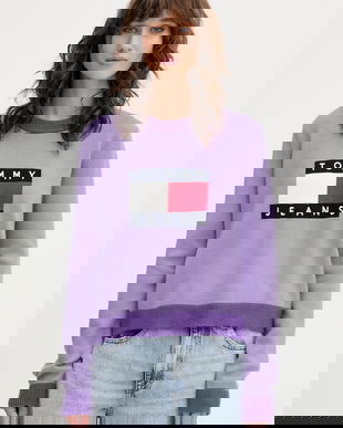 Tommy Jeans pulover culoarea violet, DW0DW20970