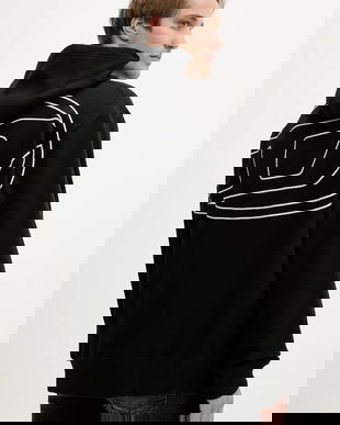 Diesel hanorac de bumbac S-MACS-HOOD-MEGOVAL-D culoarea negru, cu glugă, cu imprimeu, A11304.0GYCJ