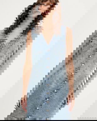 Tommy Jeans rochie jeans mini, mulată, DW0DW20520