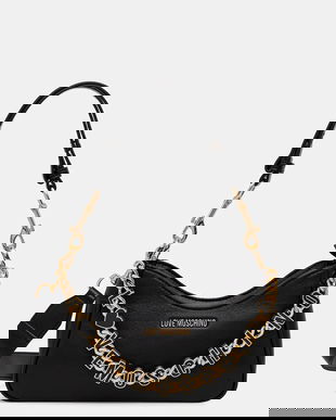 Love Moschino poșetă de piele culoarea negru, JC4070PP1NL1300A