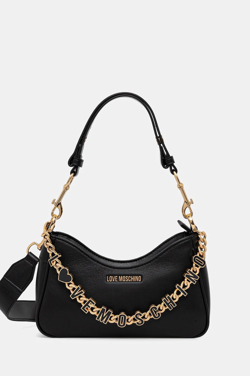 Love Moschino poșetă de piele culoarea negru, JC4070PP1NL1300A