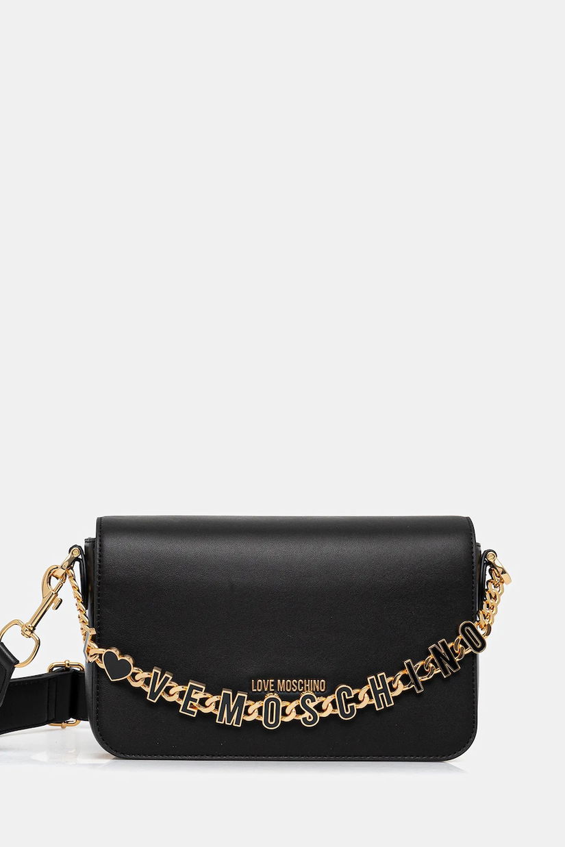 Love Moschino poșetă de piele culoarea negru, JC4071PP1NL1300A