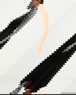 Answear.LAB rochie din bumbac culoarea negru, maxi, evazati