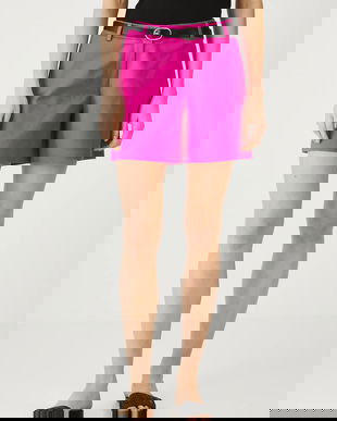 Medicine pantaloni scurti culoarea roz, neted, medium waist