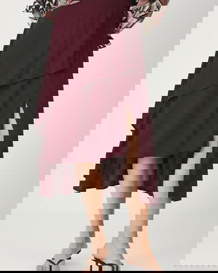 Medicine fustă culoarea bordo, midi, evazați