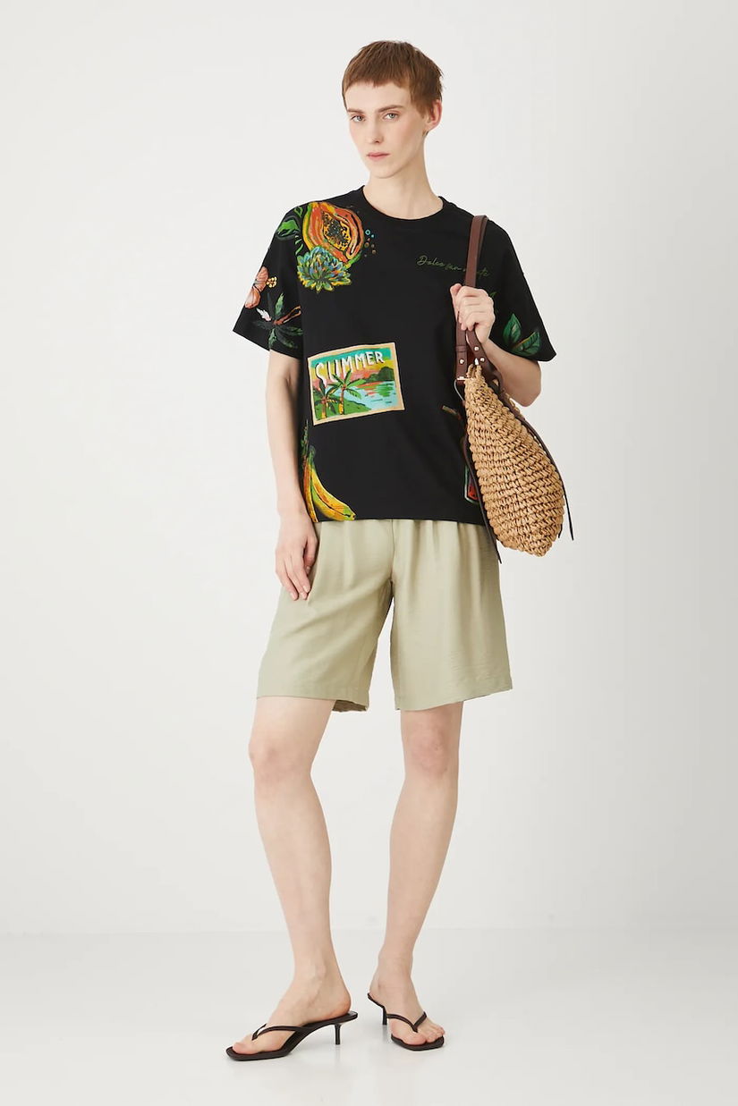Medicine pantaloni scurți culoarea verde, uni, high waist