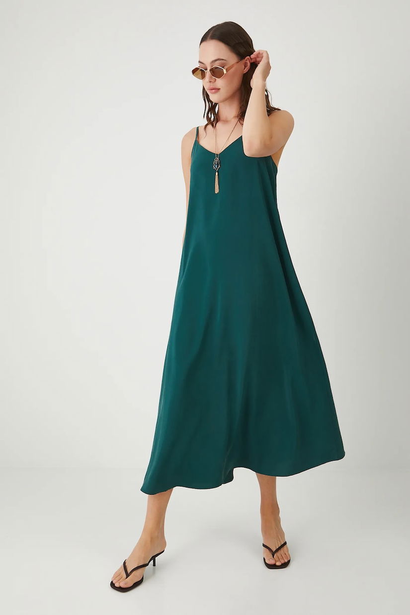 Medicine rochie culoarea verde, midi, evazați