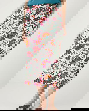 Medicine fustă culoarea bej, midi, evazați