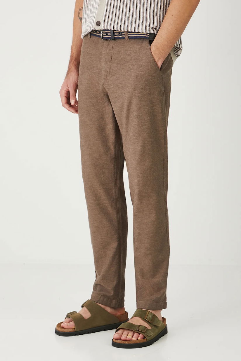 Medicine pantaloni din amestec de in culoarea maro, drept