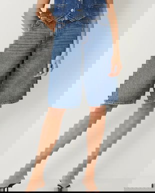 Medicine pantaloni scurti din bumbac neted, high waist