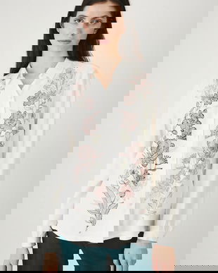 Medicine cămașă din amestec de in culoarea bej, cu guler clasic, relaxed