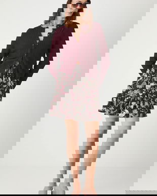 Medicine fustă culoarea bordo, mini, evazați