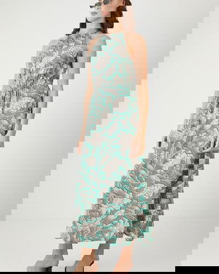 Medicine rochie culoarea turcoaz, maxi, evazați